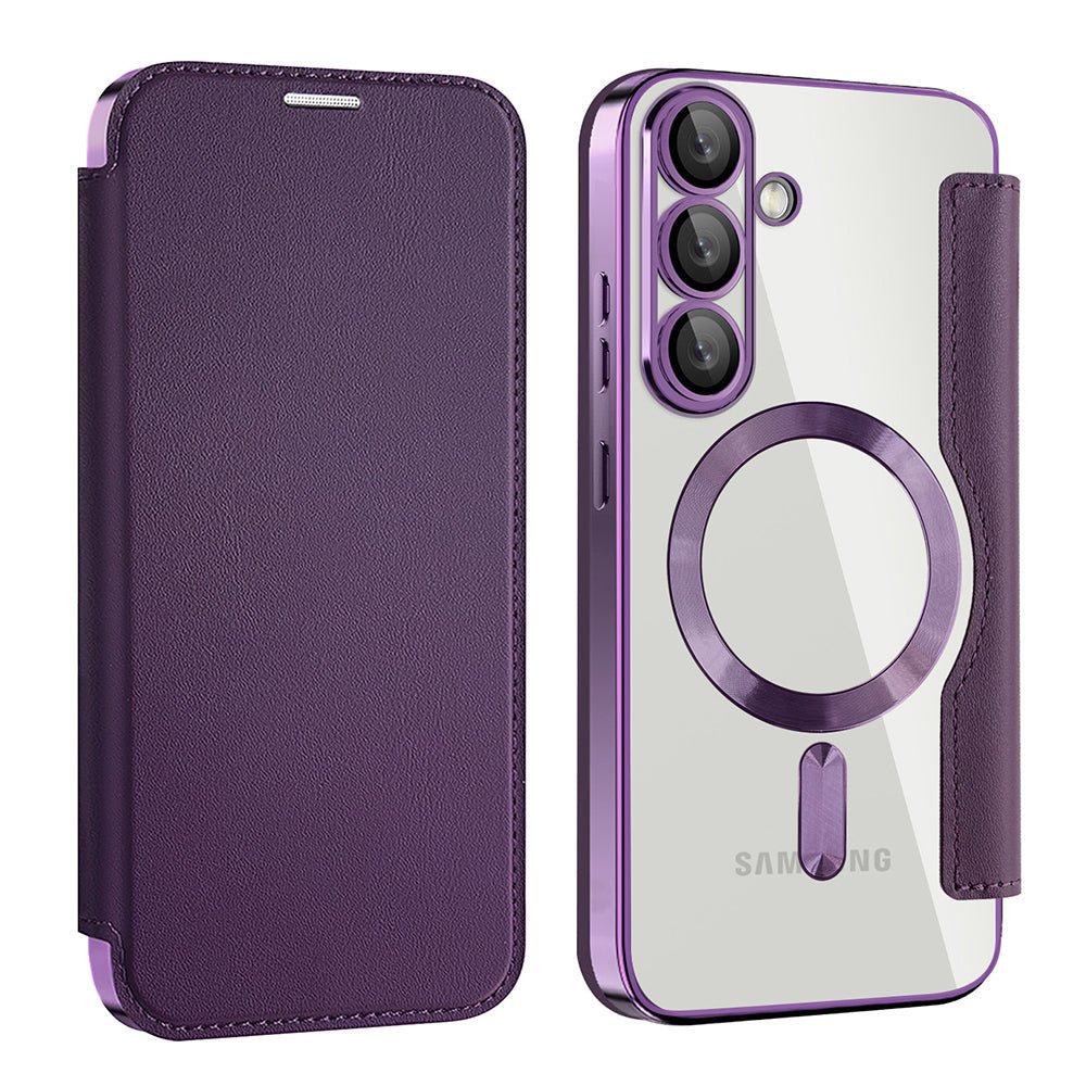 Techsuit Samsung Galaxy S25 - Θήκη Βιβλίο με MagSafe με Υποδοχές Καρτών και RFID Προστασία - SmartMag Book Case - Purple