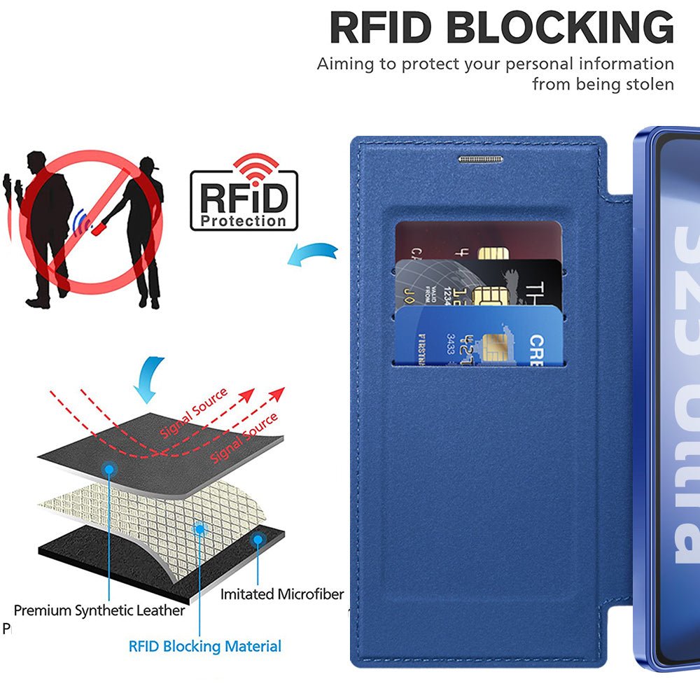 Techsuit Samsung Galaxy S25 Ultra - Θήκη Βιβλίο με MagSafe με Υποδοχές Καρτών και RFID Προστασία - SmartMag Book Case - Blue