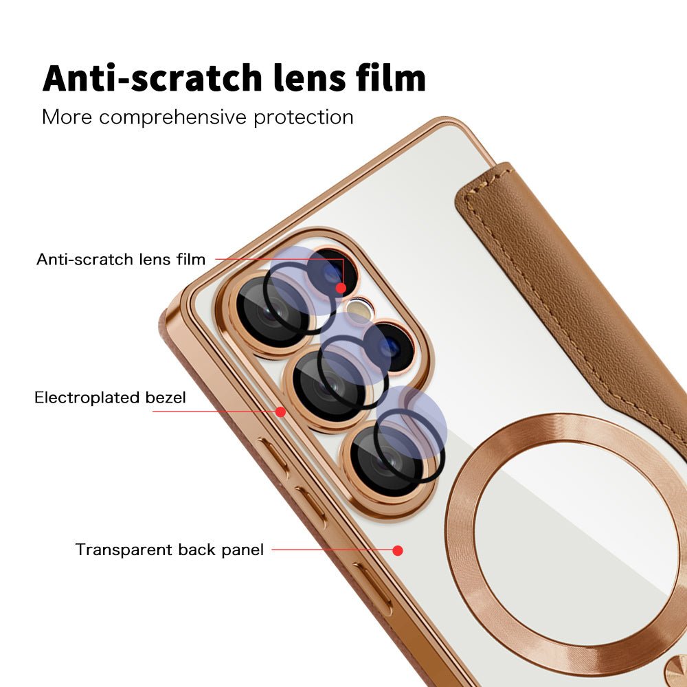 Techsuit Samsung Galaxy S25 Ultra - Θήκη Βιβλίο με MagSafe με Υποδοχές Καρτών και RFID Προστασία - SmartMag Book Case - Brown