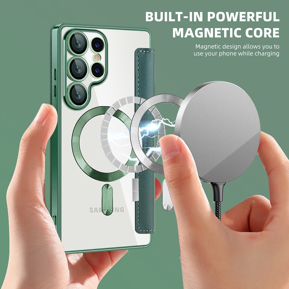 Techsuit Samsung Galaxy S25 Ultra - Θήκη Βιβλίο με MagSafe με Υποδοχές Καρτών και RFID Προστασία - SmartMag Book Case - Green