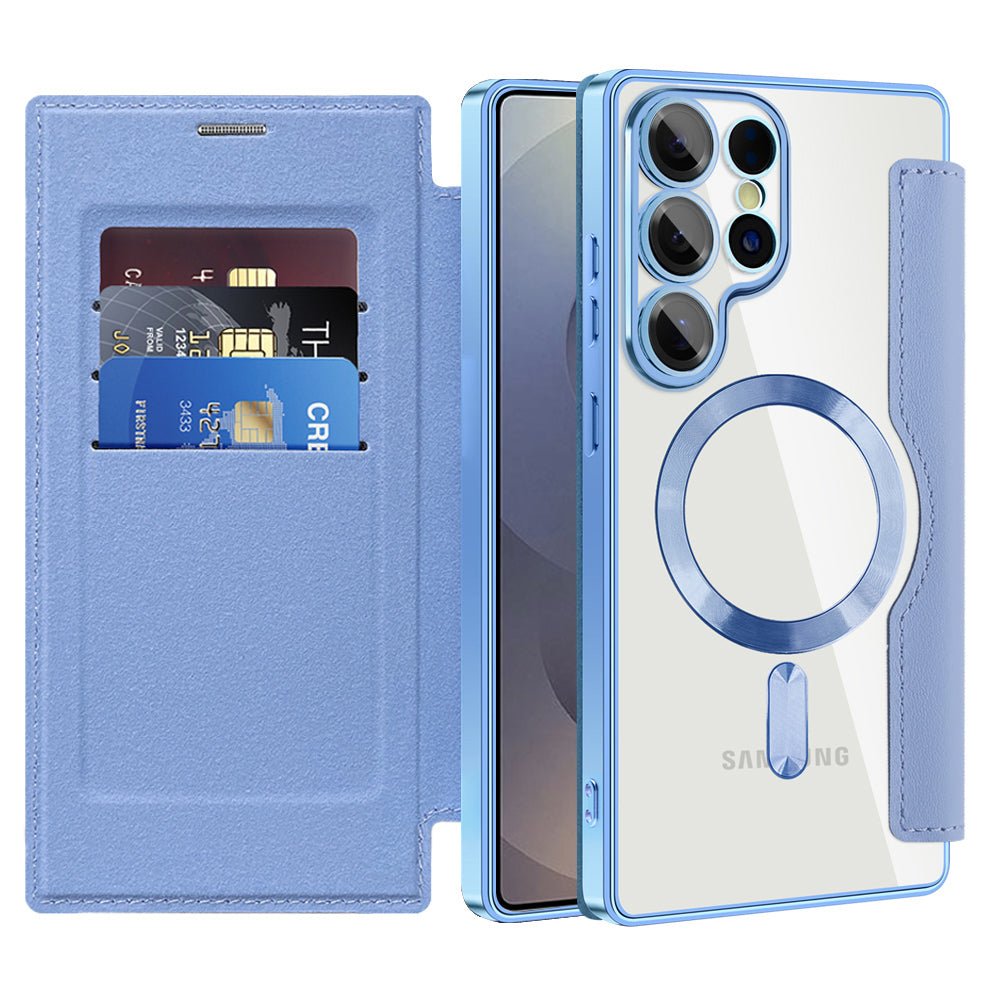 Techsuit Samsung Galaxy S25 Ultra - Θήκη Βιβλίο με MagSafe με Υποδοχές Καρτών και RFID Προστασία - SmartMag Book Case - Light Blue