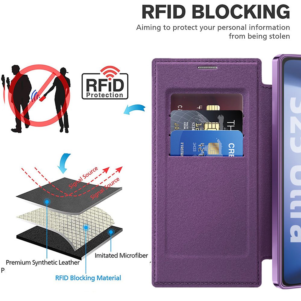 Techsuit Samsung Galaxy S25 Ultra - Θήκη Βιβλίο με MagSafe με Υποδοχές Καρτών και RFID Προστασία - SmartMag Book Case - Purple