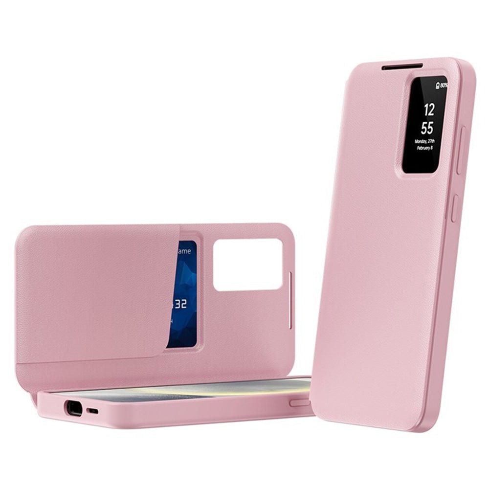 Techsuit Samsung Galaxy S25 Ultra - Θήκη Βιβλίο με Θέση για 1 Κάρτα - SmartView Series - Pink