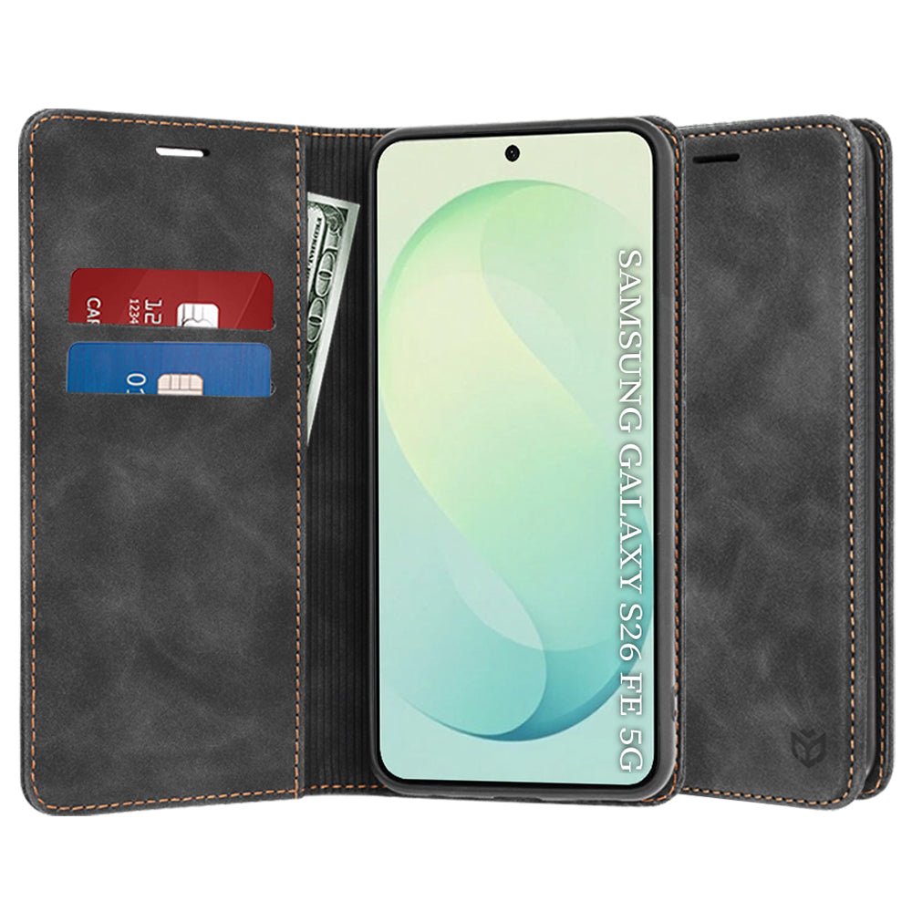Techsuit Samsung Galaxy S26 FE / S25 FE - Θήκη Πορτοφόλι από Δερματίνη με Stand - Confy Cover - Black