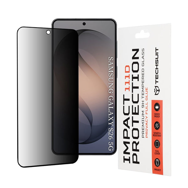 Techsuit Samsung Galaxy S26 - Full Screen Full Glue Tempered Glass Αντιχαρακτικό Γυαλί Οθόνης 9H 0.33mm 111D Privacy - Black