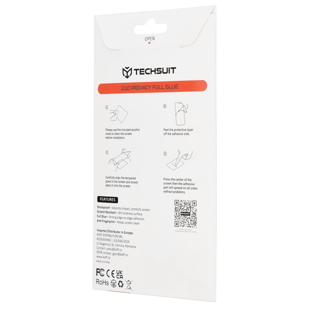 Techsuit Samsung Galaxy S26 Plus - Full Screen Full Glue Tempered Glass Αντιχαρακτικό Γυαλί Οθόνης 9H 0.33mm 111D Privacy - Black