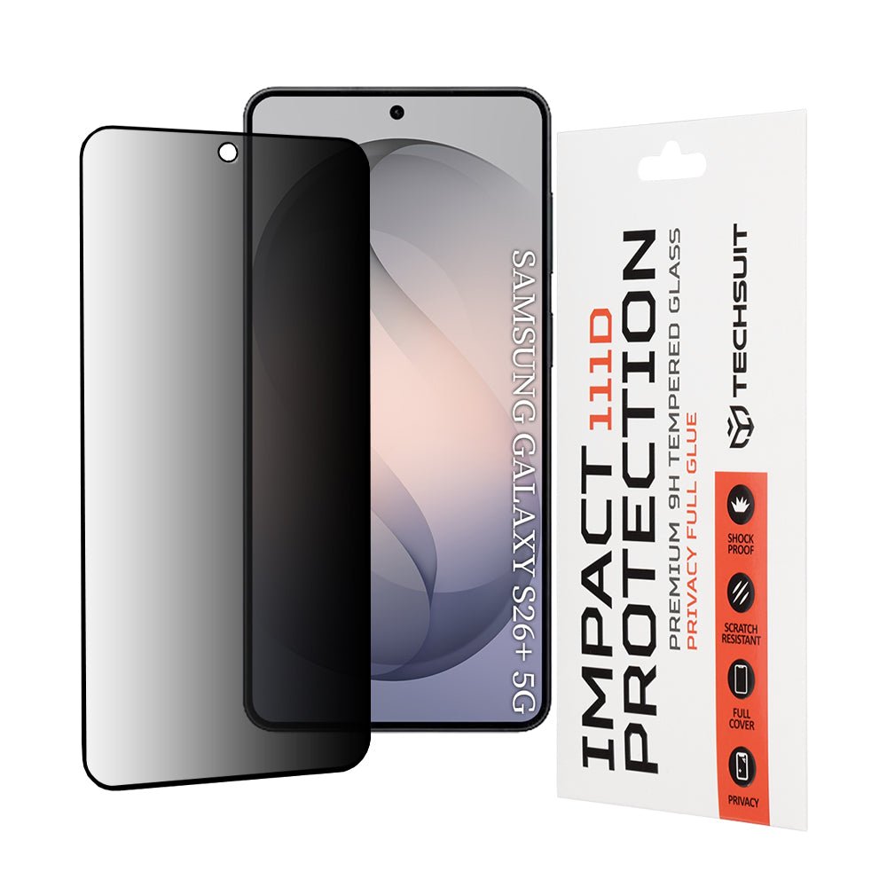 Techsuit Samsung Galaxy S26 Plus - Full Screen Full Glue Tempered Glass Αντιχαρακτικό Γυαλί Οθόνης 9H 0.33mm 111D Privacy - Black