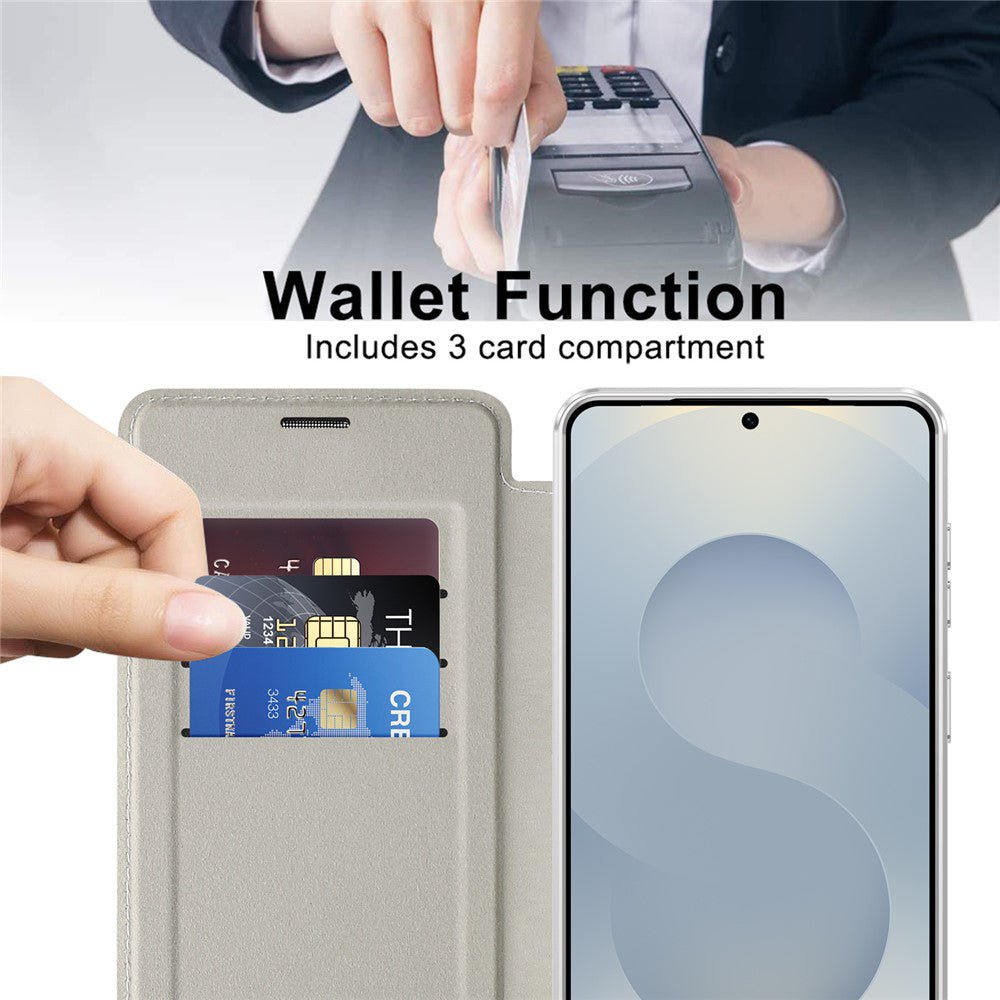 Techsuit Samsung Galaxy S26 Plus - Θήκη Βιβλίο με MagSafe με Υποδοχές Καρτών και RFID Προστασία - SmartMag Book Case - Grey
