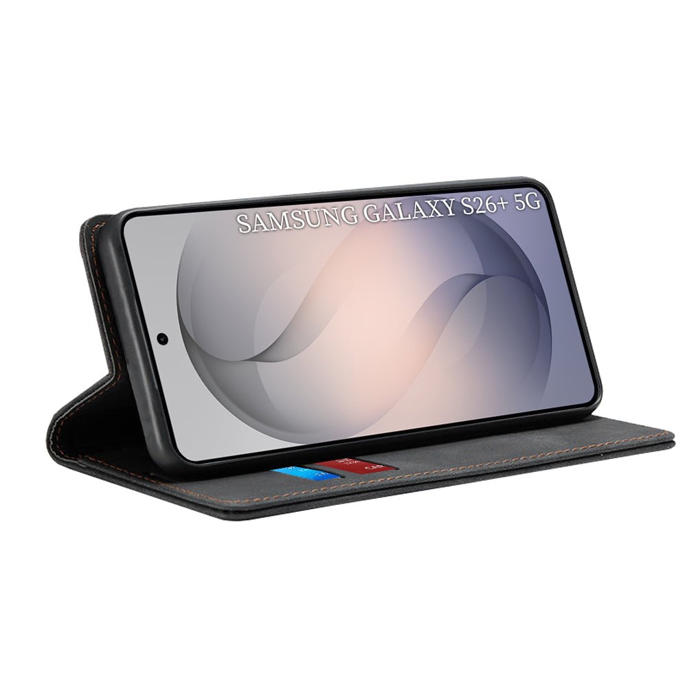 Techsuit Samsung Galaxy S26 Plus - Θήκη Πορτοφόλι από Δερματίνη με Stand - Confy Cover - Black