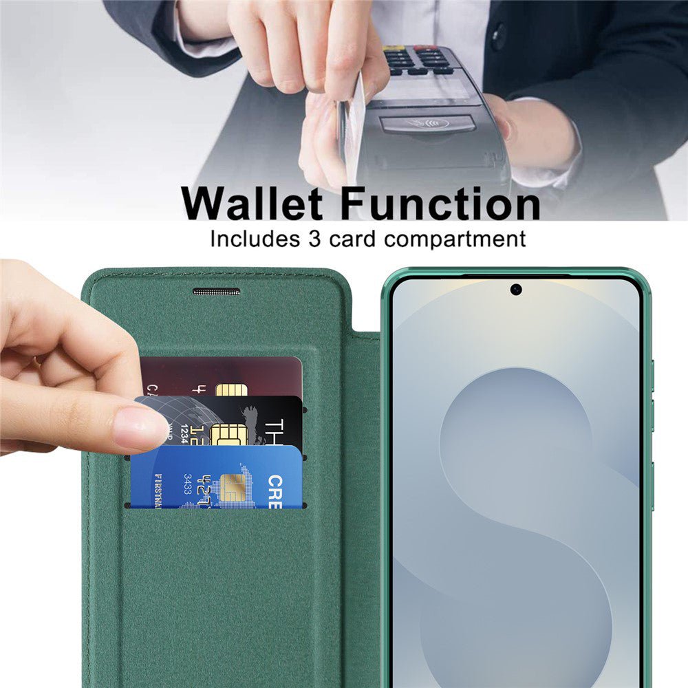 Techsuit Samsung Galaxy S26 - Θήκη Βιβλίο με MagSafe με Υποδοχές Καρτών και RFID Προστασία - SmartMag Book Case - Green