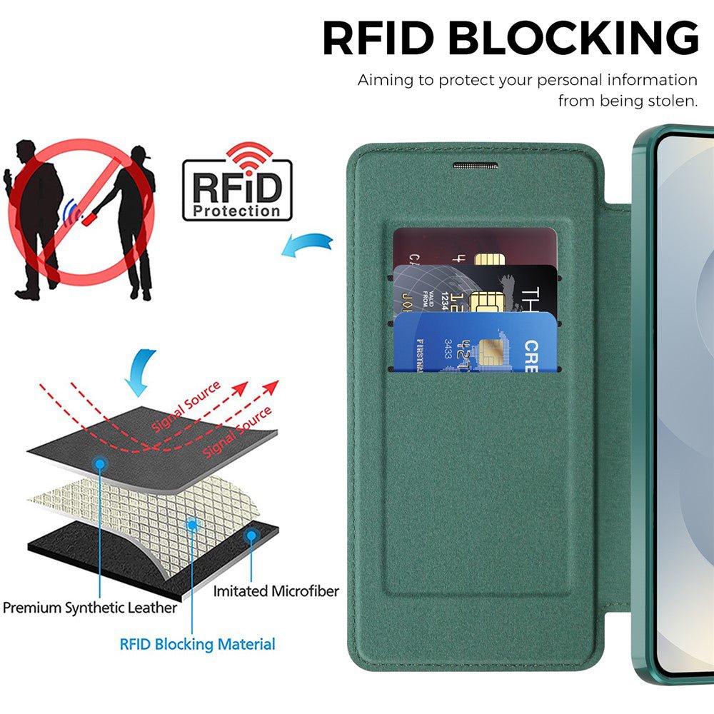 Techsuit Samsung Galaxy S26 - Θήκη Βιβλίο με MagSafe με Υποδοχές Καρτών και RFID Προστασία - SmartMag Book Case - Green