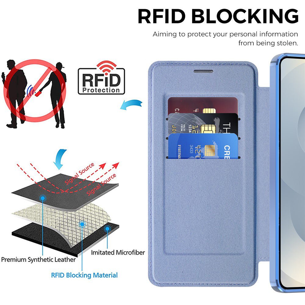 Techsuit Samsung Galaxy S26 - Θήκη Βιβλίο με MagSafe με Υποδοχές Καρτών και RFID Προστασία - SmartMag Book Case - Light Blue