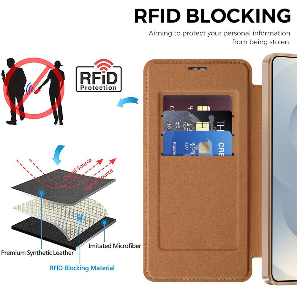 Techsuit Samsung Galaxy S26 Ultra - Θήκη Βιβλίο με MagSafe με Υποδοχές Καρτών και RFID Προστασία - SmartMag Book Case - Brown