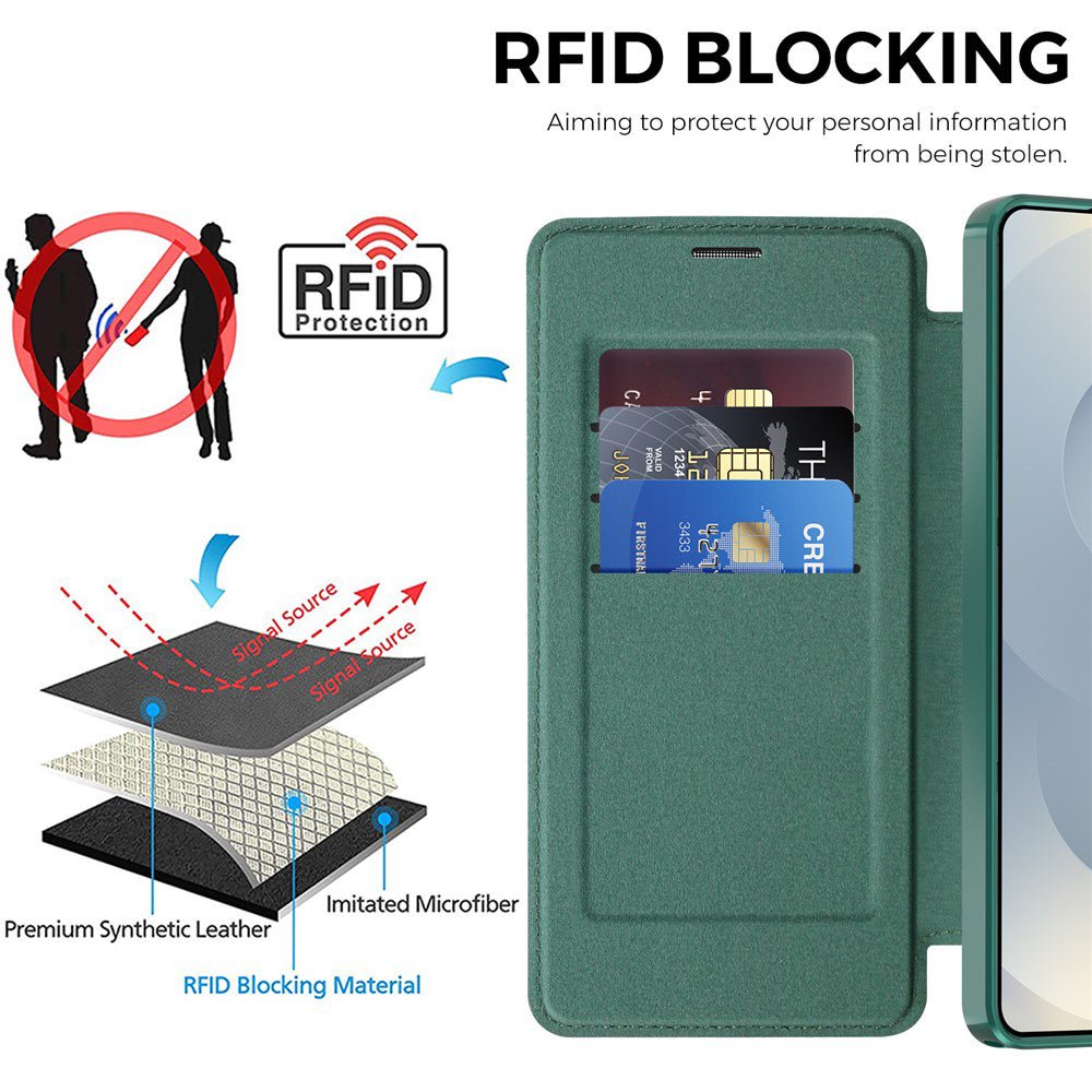 Techsuit Samsung Galaxy S26 Ultra - Θήκη Βιβλίο με MagSafe με Υποδοχές Καρτών και RFID Προστασία - SmartMag Book Case - Green