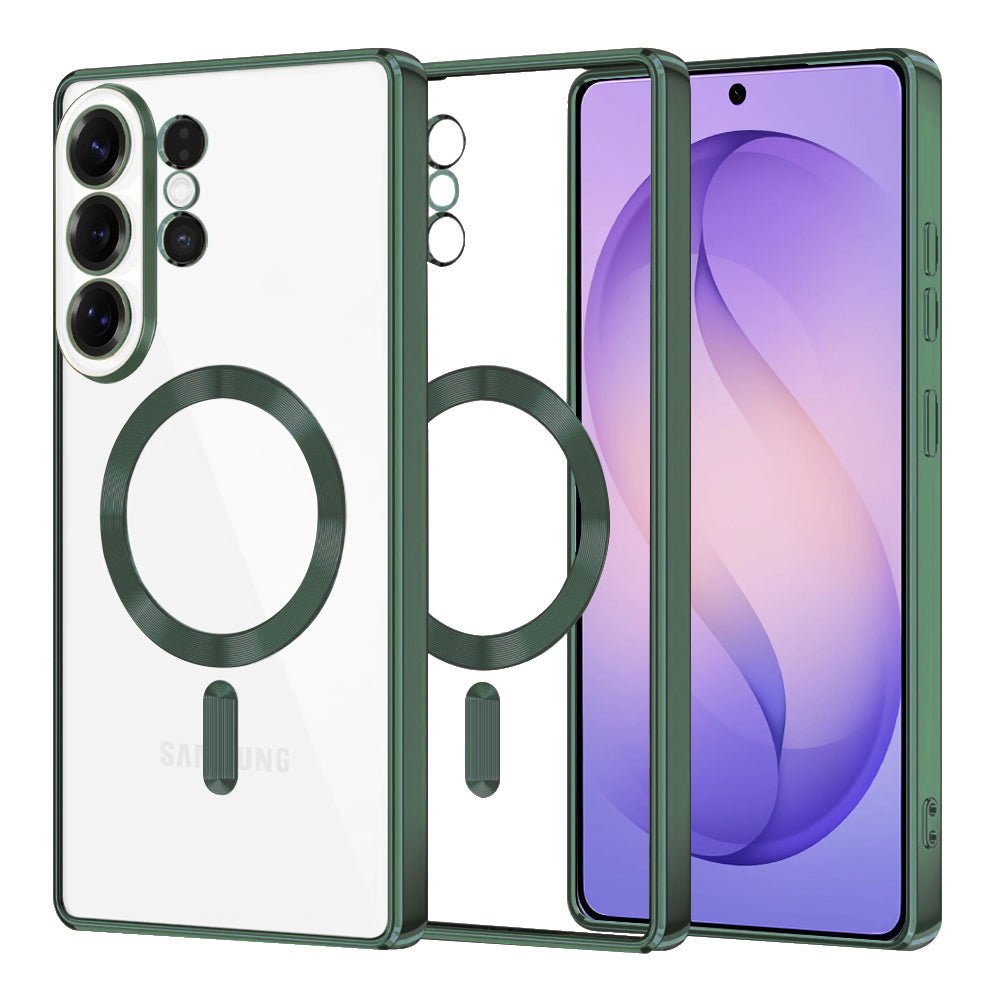 Techsuit Samsung Galaxy S26 Ultra - Θήκη Σιλικόνης - Luxury Crystal MagSafe - Deep Green / Clear