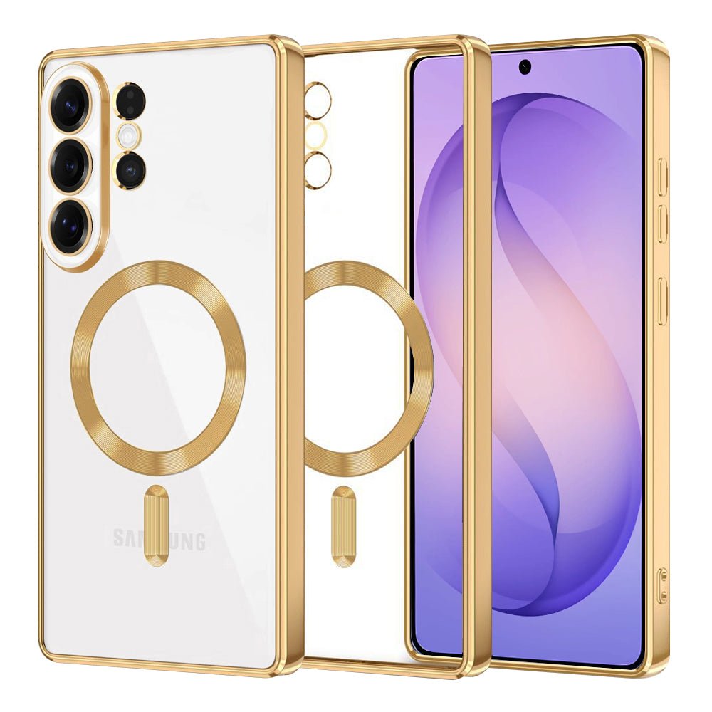 Techsuit Samsung Galaxy S26 Ultra - Θήκη Σιλικόνης - Luxury Crystal MagSafe - Gold / Clear