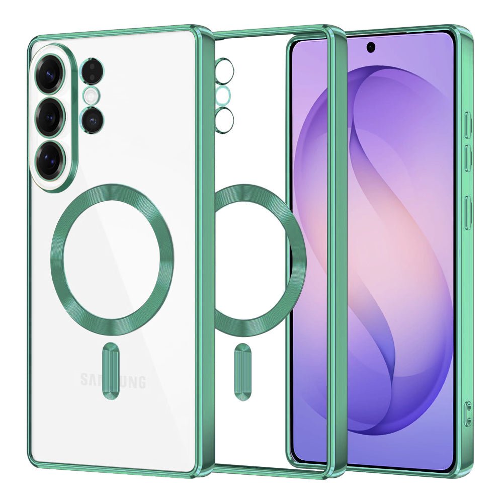 Techsuit Samsung Galaxy S26 Ultra - Θήκη Σιλικόνης - Luxury Crystal MagSafe - Light Green / Clear