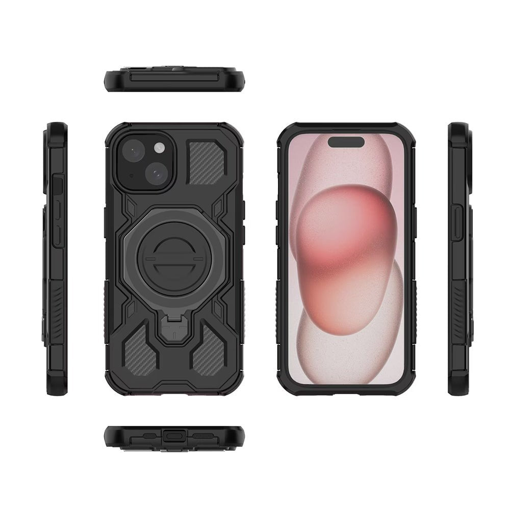Techsuit Xiaomi Redmi 15 4G / 5G - Σκληρή Θήκη με Δαχτυλίδι Συγκράτησης - Carbon Shield Pro - Black