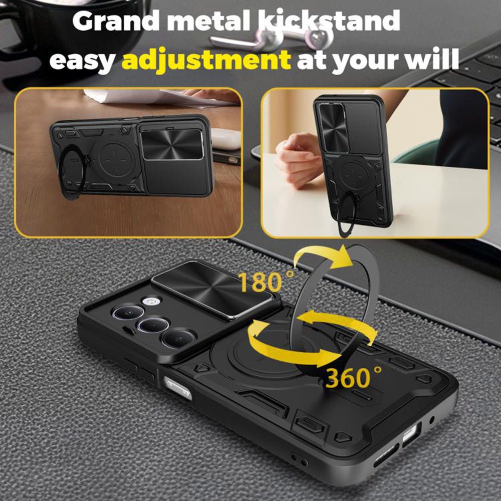 Techsuit Xiaomi Redmi 15 4G / 5G - Σκληρή Θήκη με Προστασία Καμερών και Δαχτυλίδι Συγκράτησης - CamGuard Pro - Black