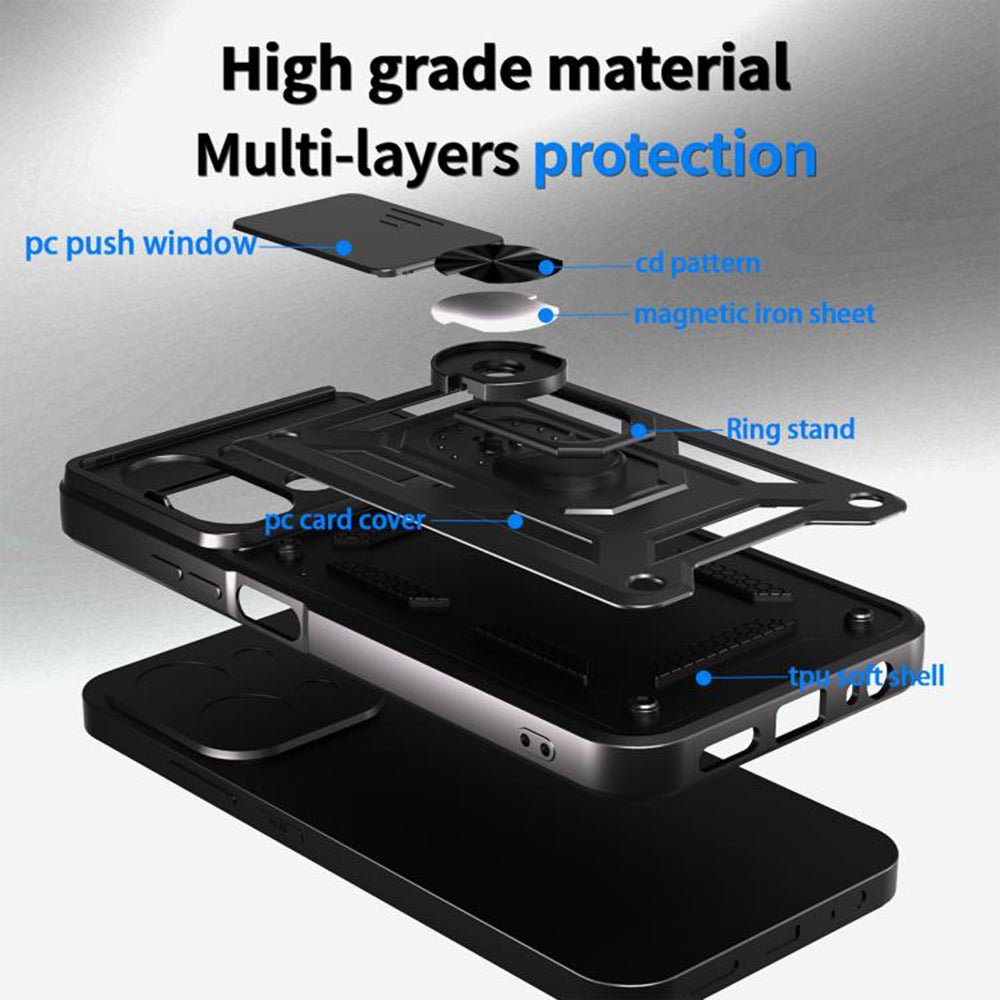 Techsuit Xiaomi Redmi 15C 4G / 5G - Σκληρή Θήκη με Προστασία Καμερών και Δαχτυλίδι Συγκράτησης - CamShield - Black