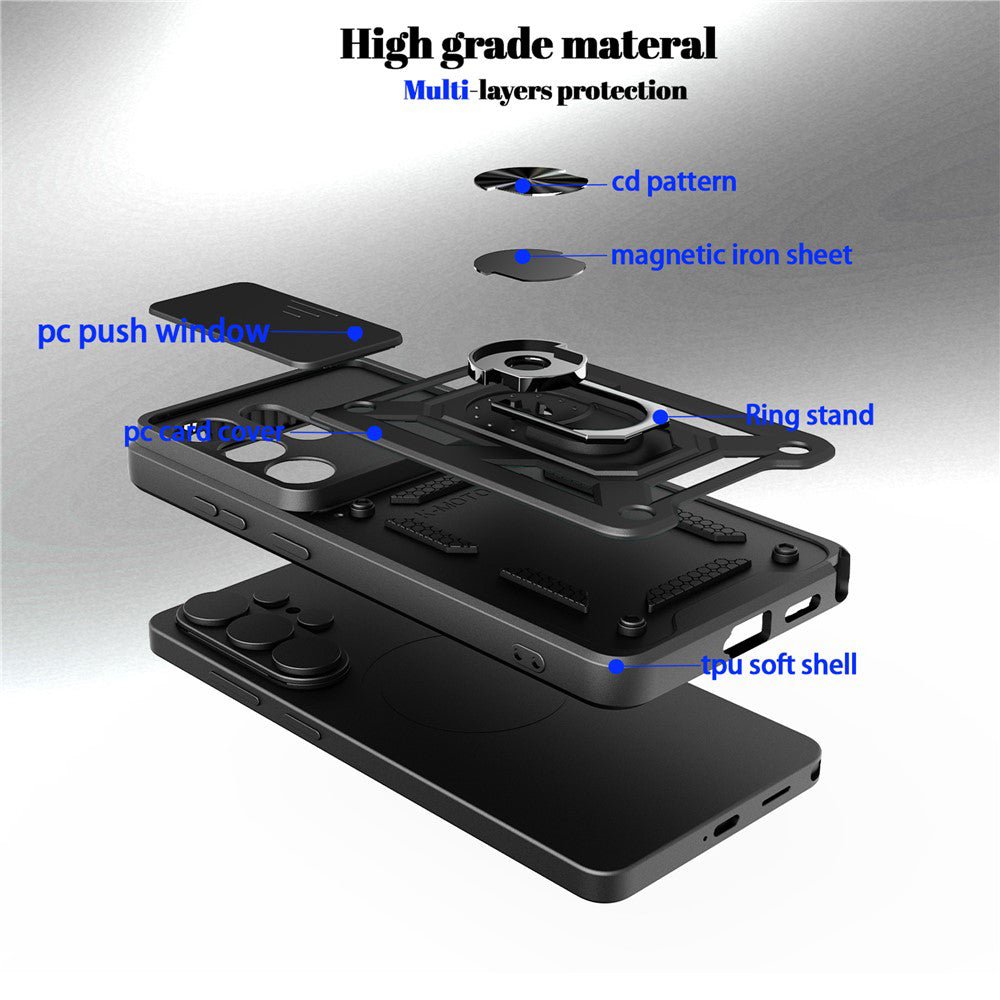 Techsuit Xiaomi Redmi Note 15 4G / 5G / Poco M8 5G - Σκληρή Θήκη με Προστασία Καμερών και Δαχτυλίδι Συγκράτησης - CamShield - Black