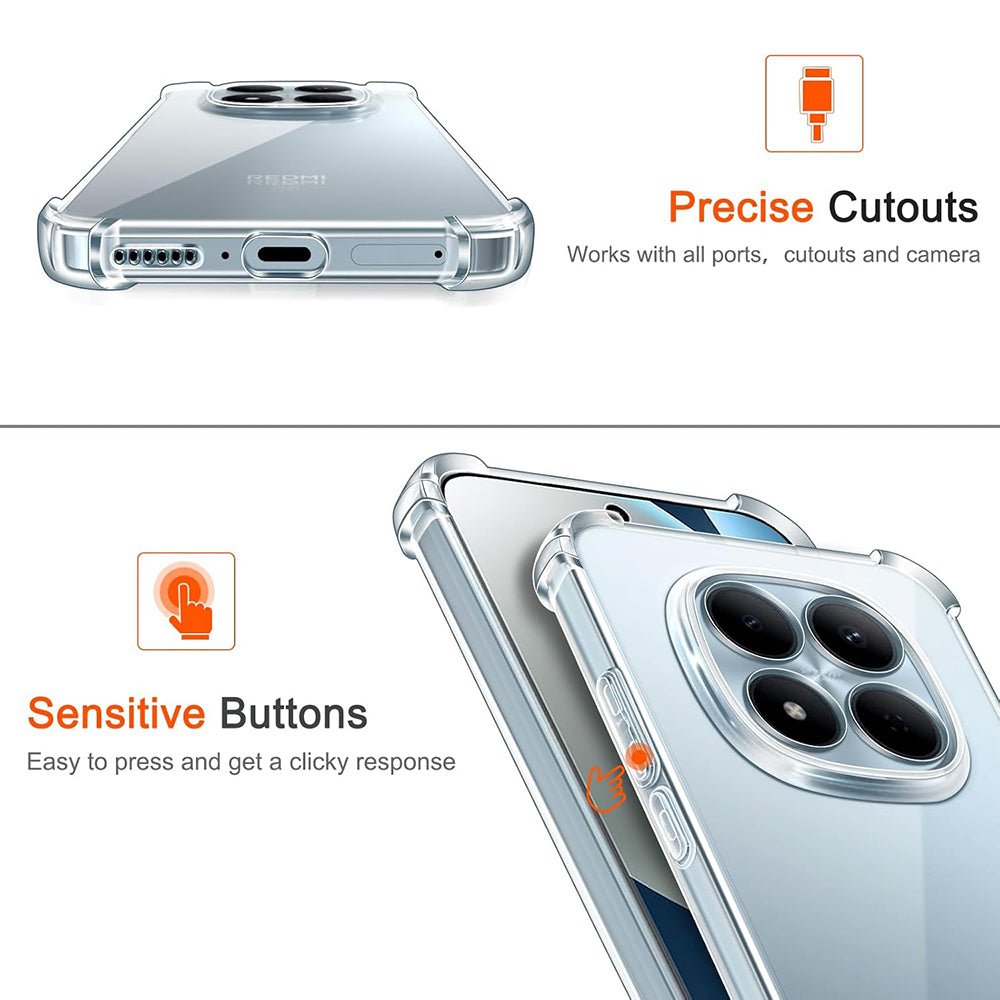 Techsuit Xiaomi Redmi Note 15 Pro 4G - Θήκη Σιλικόνης με Ενισχυμένες Γωνίες - Shockproof Clear Silicone - Clear