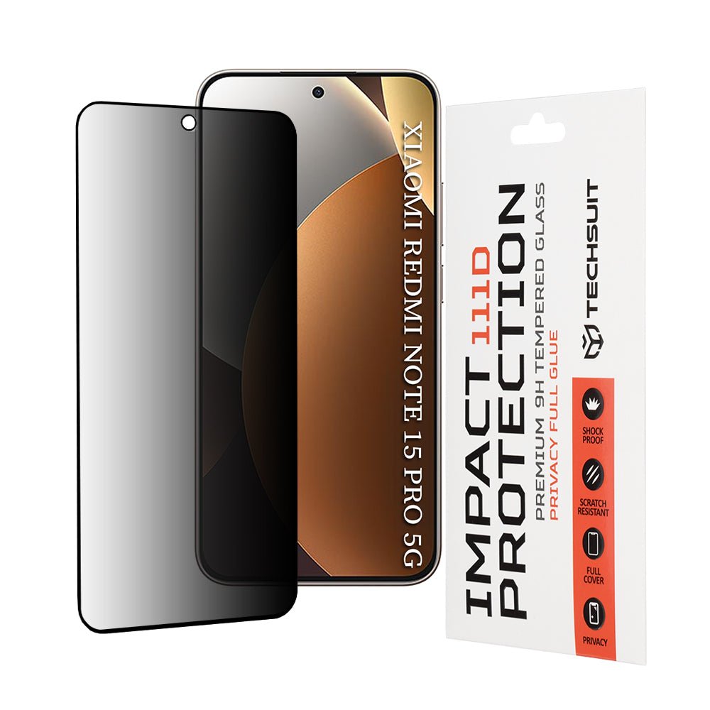 Techsuit Xiaomi Redmi Note 15 Pro 5G - Privacy Full Screen Full Glue Αντιχαρακτικό Γυαλί Οθόνης - Privacy Black