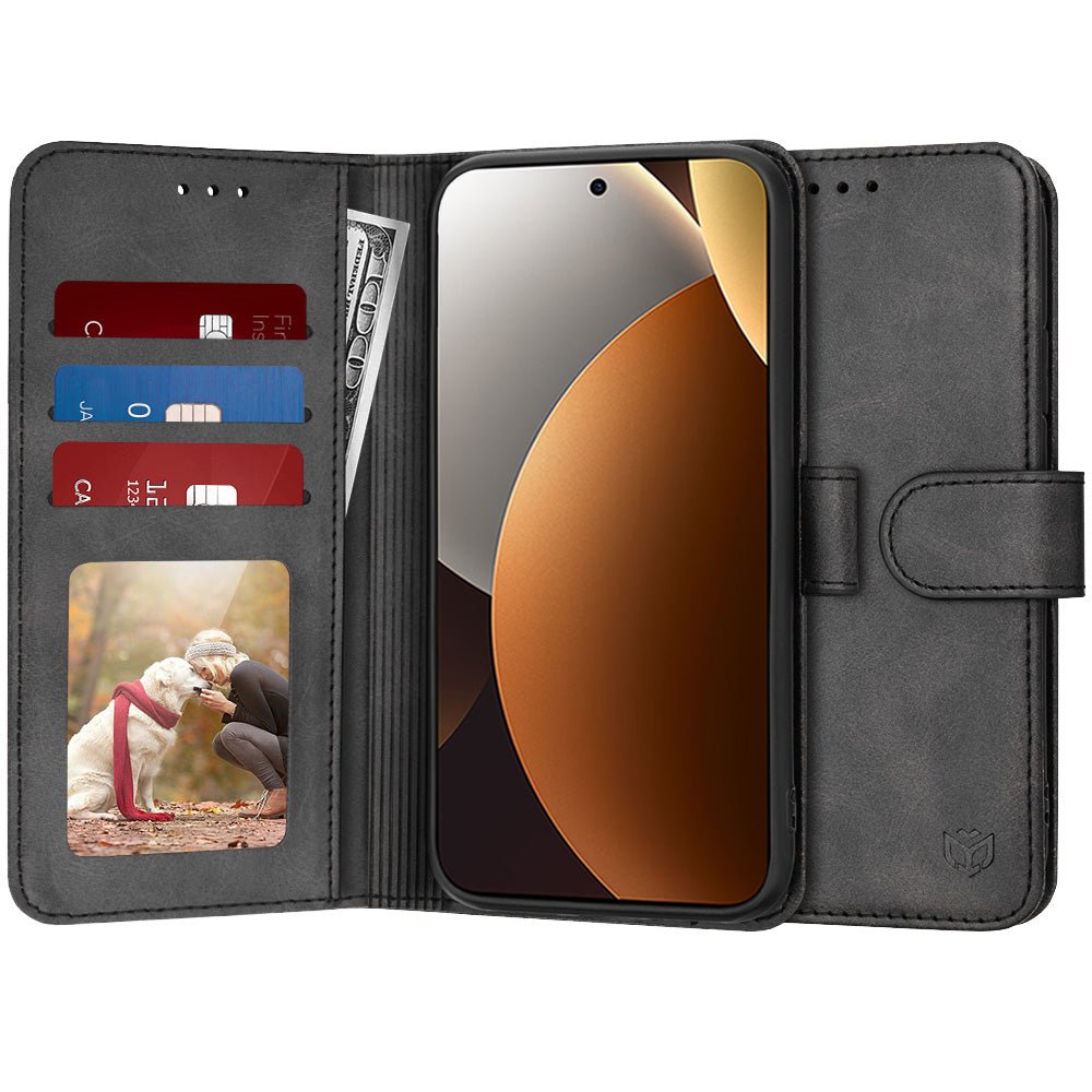 Techsuit Xiaomi Redmi Note 15 Pro Plus 5G / Poco M8 Pro 5G - Θήκη Πορτοφόλι από Δερματίνη με Stand - Diary Book - Black