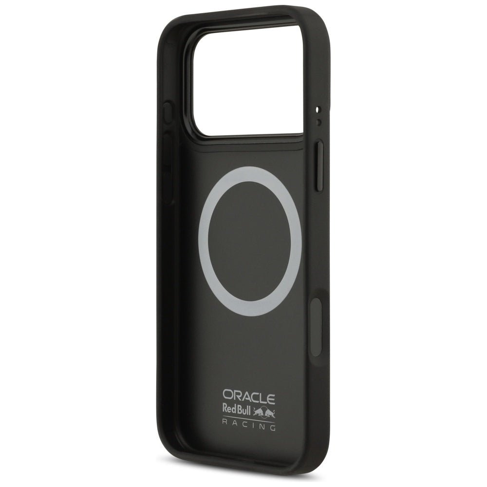 Red Bull iPhone 17 Pro Max - Red Bull Meshed Blue Ring and Metal Buttons MagSafe - Σκληρή Θήκη με Επένδυση Συνθετικού Δέρματος - Navy - RBHMP17X24PUILVB