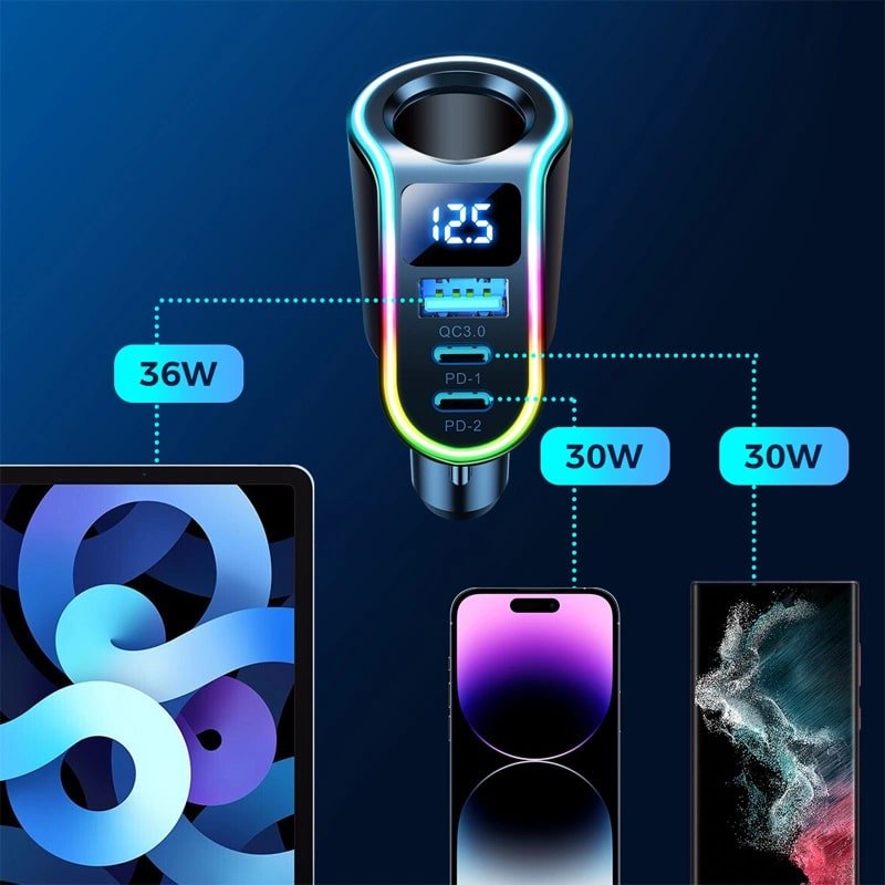 Joyroom JR - CL21 4in1 PD 150W Φορτιστής Αυτοκινήτου με 1 Θύρα USB και 2 Θύρες Type - C - Black