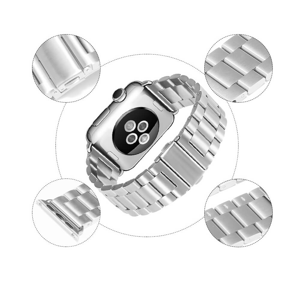 Techsuit Λουράκι Apple Watch 2/3/4/5/6/7/8/9/10/11 - SE (1/2/3) - 38/40/41/42mm Watchband W036 Μπρασελέ από Ανοξείδωτο Ατσάλι - Silver