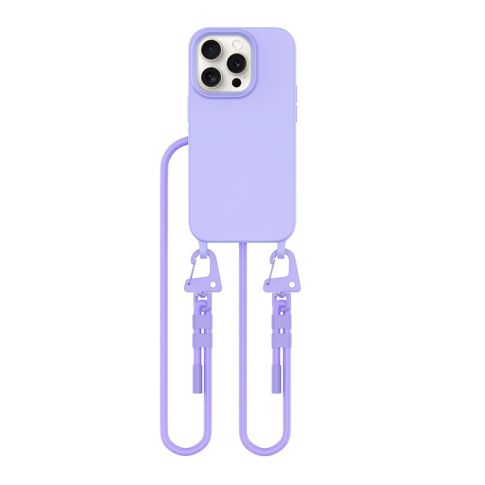 Tech - Protect iPhone 15 Pro MagNecklace - MagSafe Θήκη Σιλικόνης TPU με Pυθμιζόμενο Αποσπώμενο Κορδόνι - Lavender