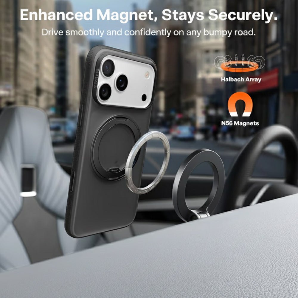 Torras iPhone 17 Pro Max - Σκληρή θήκη με Περιστρεφόμενο Stand / MagSafe - Ostand R Fitness Series - Black