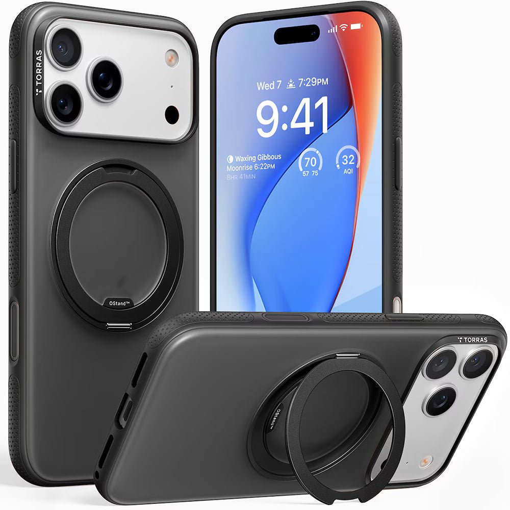 Torras iPhone 17 Pro Max - Σκληρή θήκη με Περιστρεφόμενο Stand / MagSafe - Ostand R Fitness Series - Black