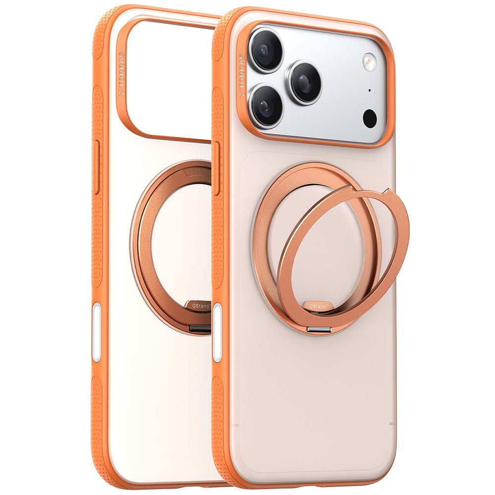 Torras iPhone 17 Pro Max - Σκληρή θήκη με Περιστρεφόμενο Stand / MagSafe - Ostand R Fitness Series - Orange