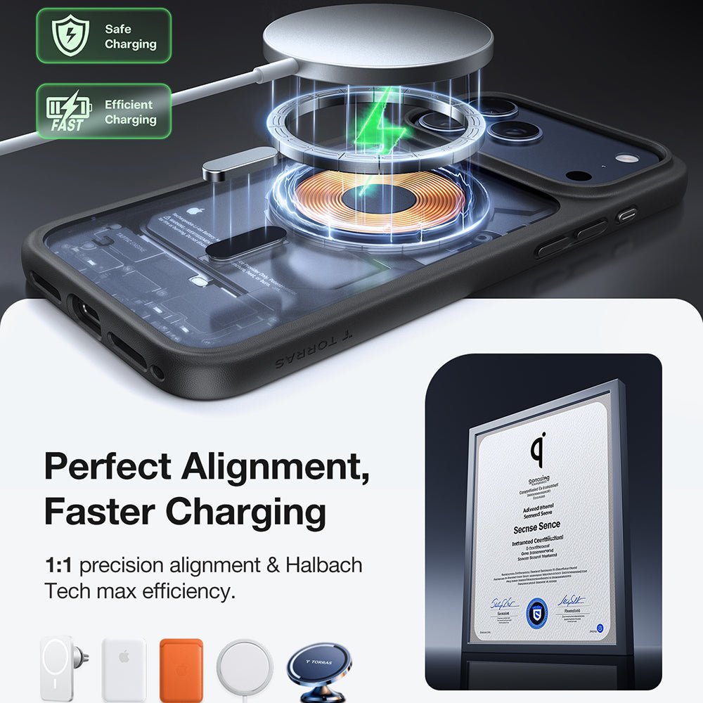 Torras iPhone 17 Pro Max - Σκληρή Θήκη με Πλαίσιο Σιλικόνης και MagSafe - Guardian Magnetic Series - Black