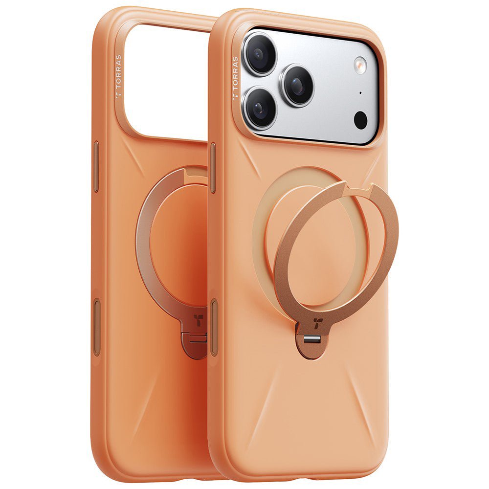Torras iPhone 17 Pro Max - Θήκη Σιλικόνης με Περιστρεφόμενο Stand / MagSafe - QPRO Silicone Series - Orange