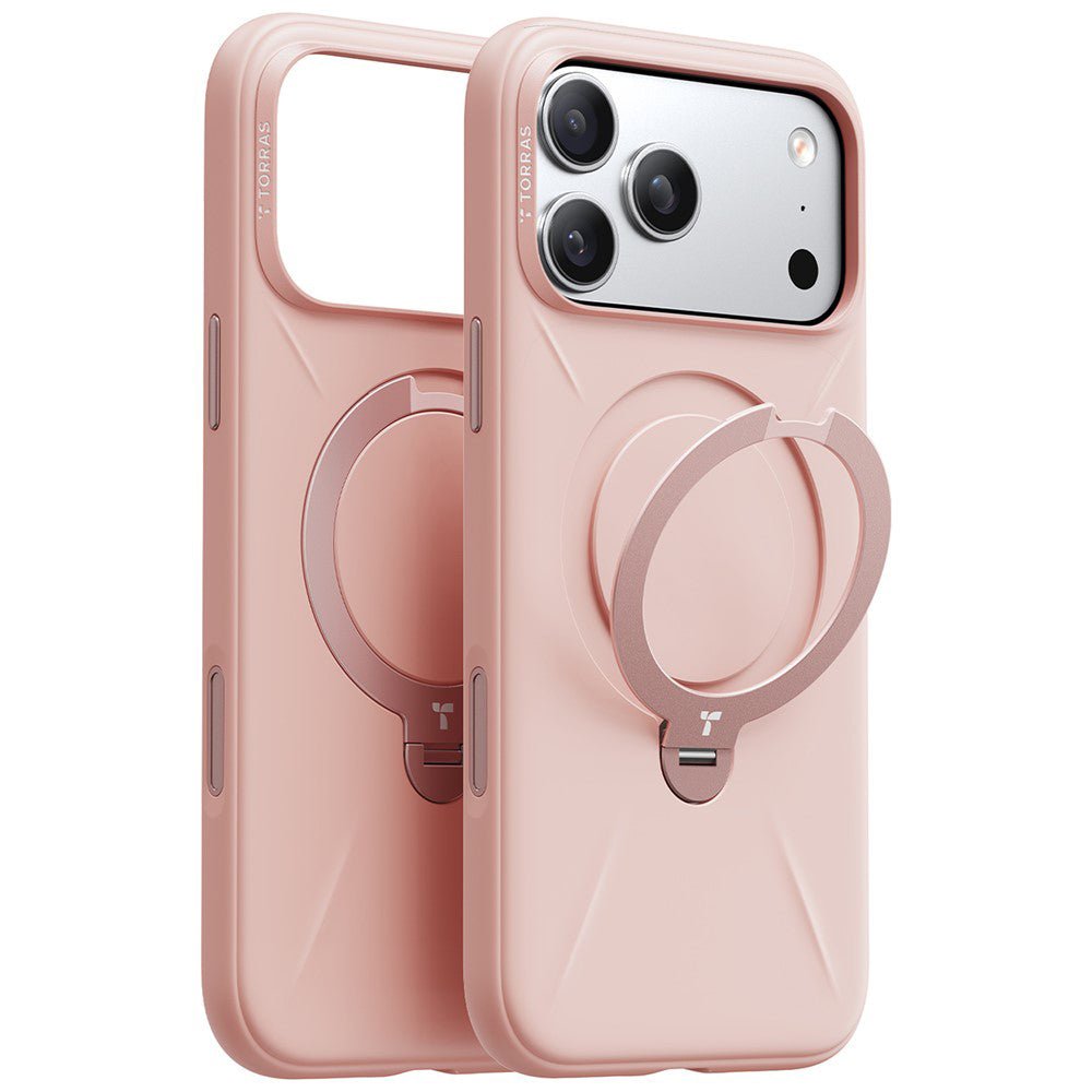 Torras iPhone 17 Pro Max - Θήκη Σιλικόνης με Περιστρεφόμενο Stand / MagSafe - QPRO Silicone Series - Pink
