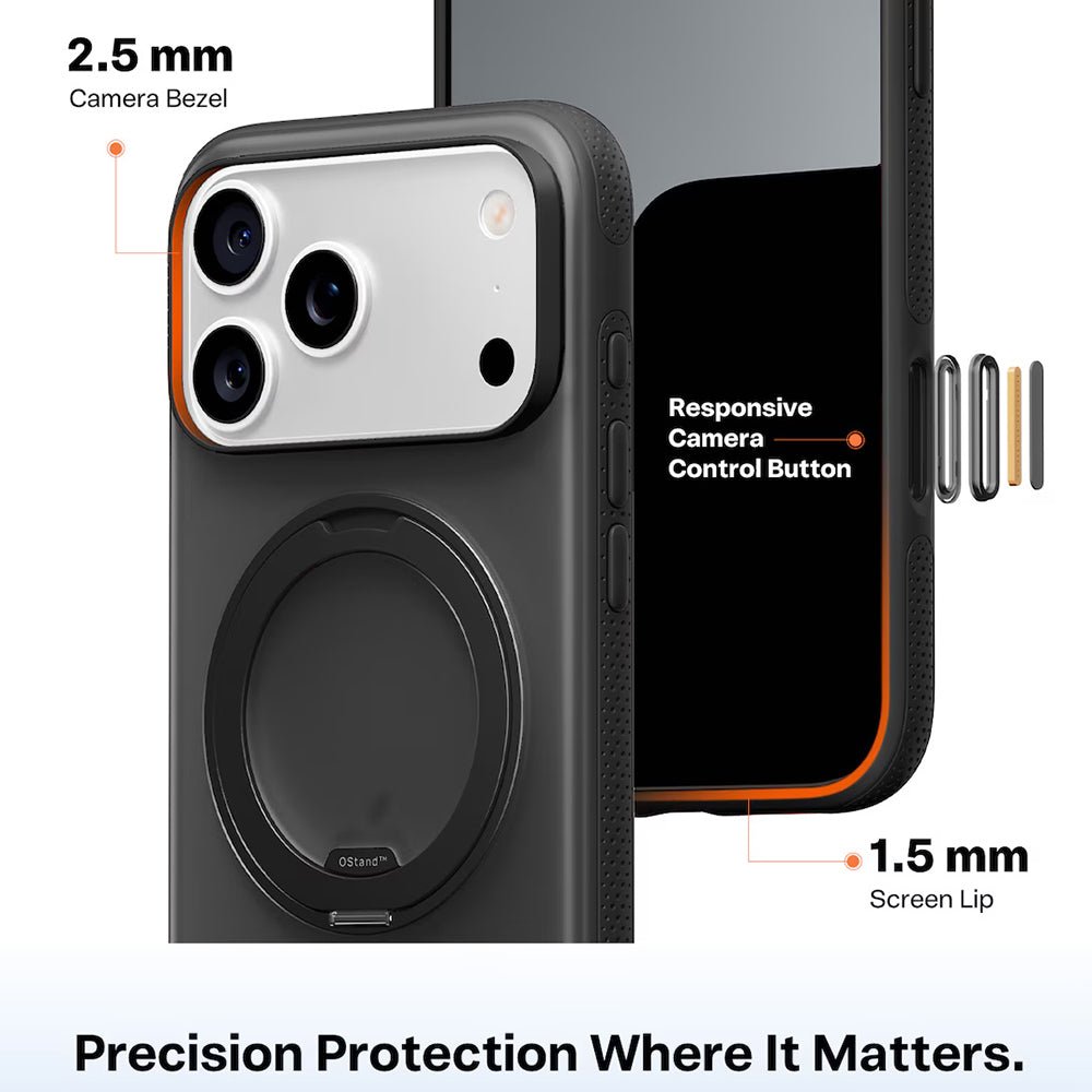 Torras iPhone 17 Pro - Σκληρή θήκη με Περιστρεφόμενο Stand / MagSafe - Ostand R Fitness Series - Black