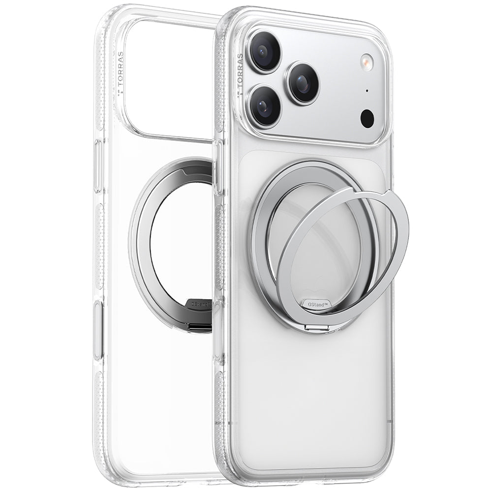 Torras iPhone 17 Pro - Σκληρή θήκη με Περιστρεφόμενο Stand / MagSafe - Ostand R Fitness Series - Διάφανη