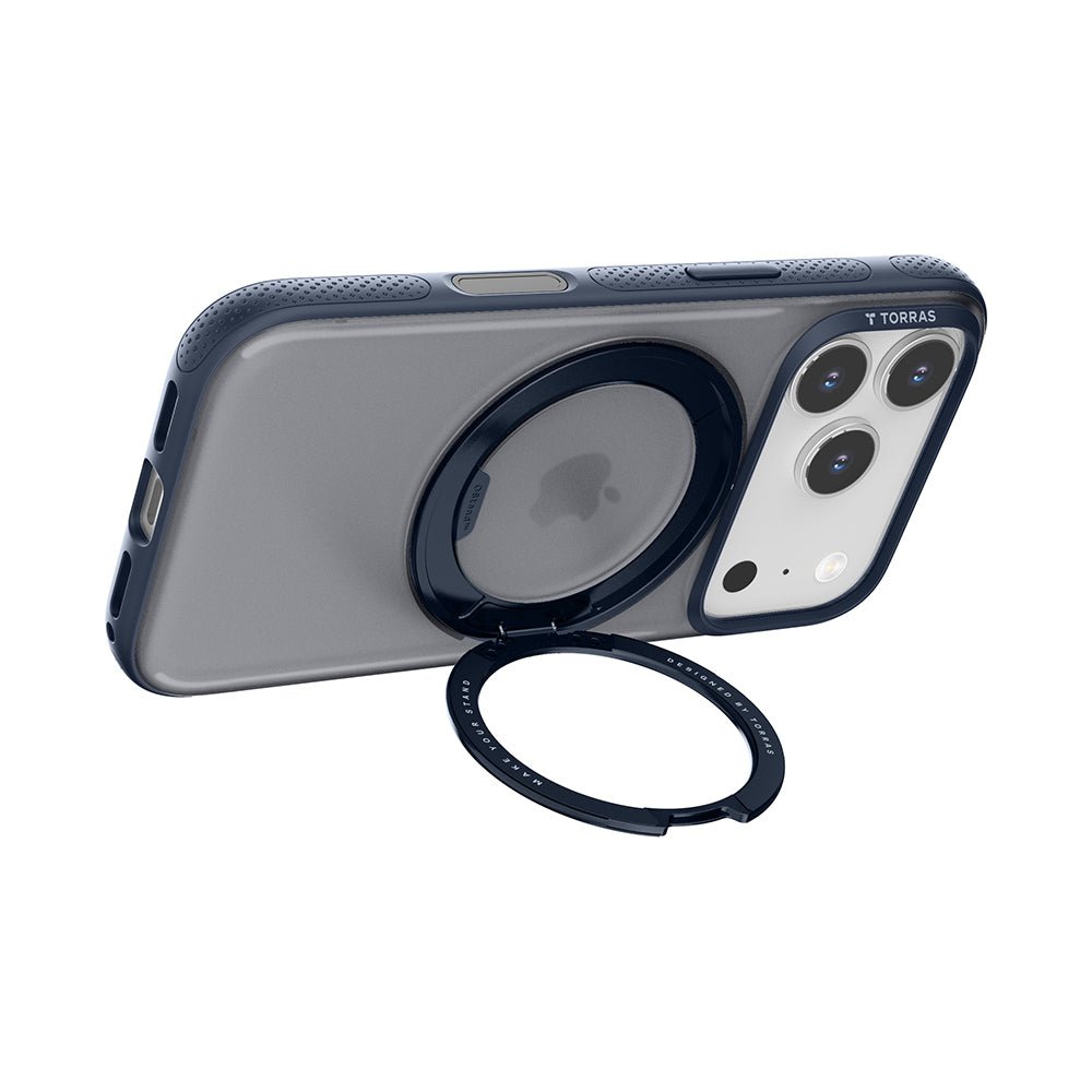 Torras iPhone 17 Pro - Σκληρή θήκη με Περιστρεφόμενο Stand / MagSafe - Ostand R Fitness Series - Navy Blue