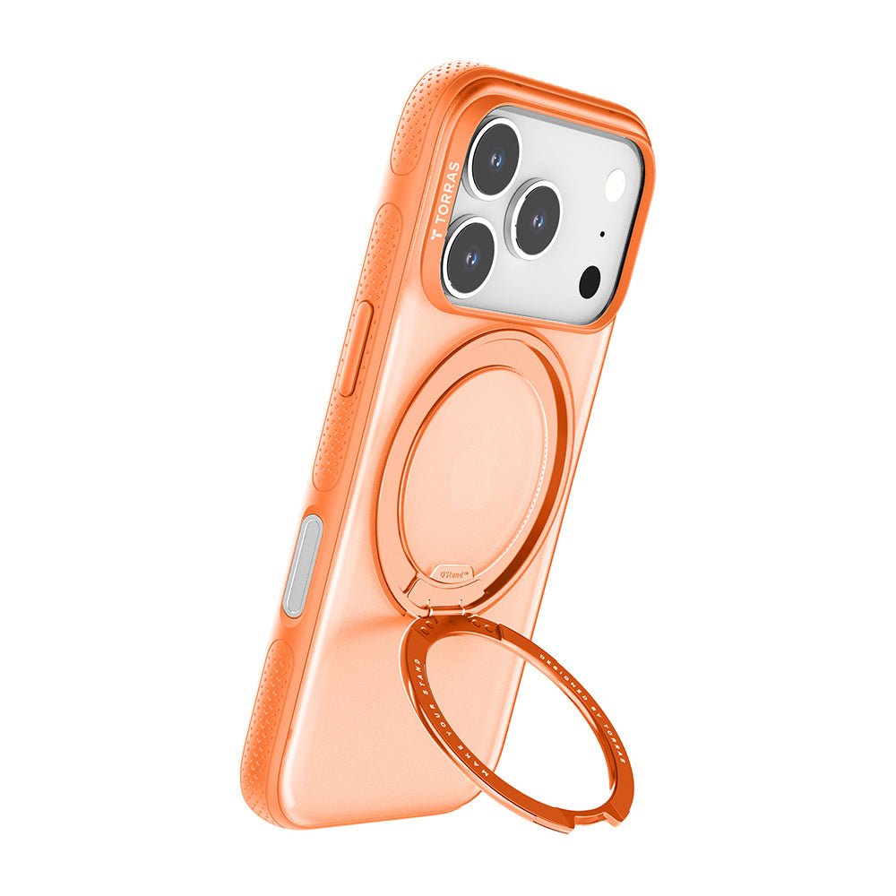 Torras iPhone 17 Pro - Σκληρή θήκη με Περιστρεφόμενο Stand / MagSafe - Ostand R Fitness Series - Orange