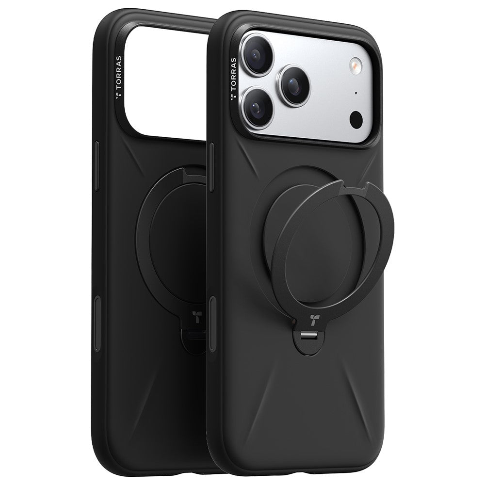 Torras iPhone 17 Pro - Θήκη Σιλικόνης με Περιστρεφόμενο Stand / MagSafe - QPRO Silicone Series - Black