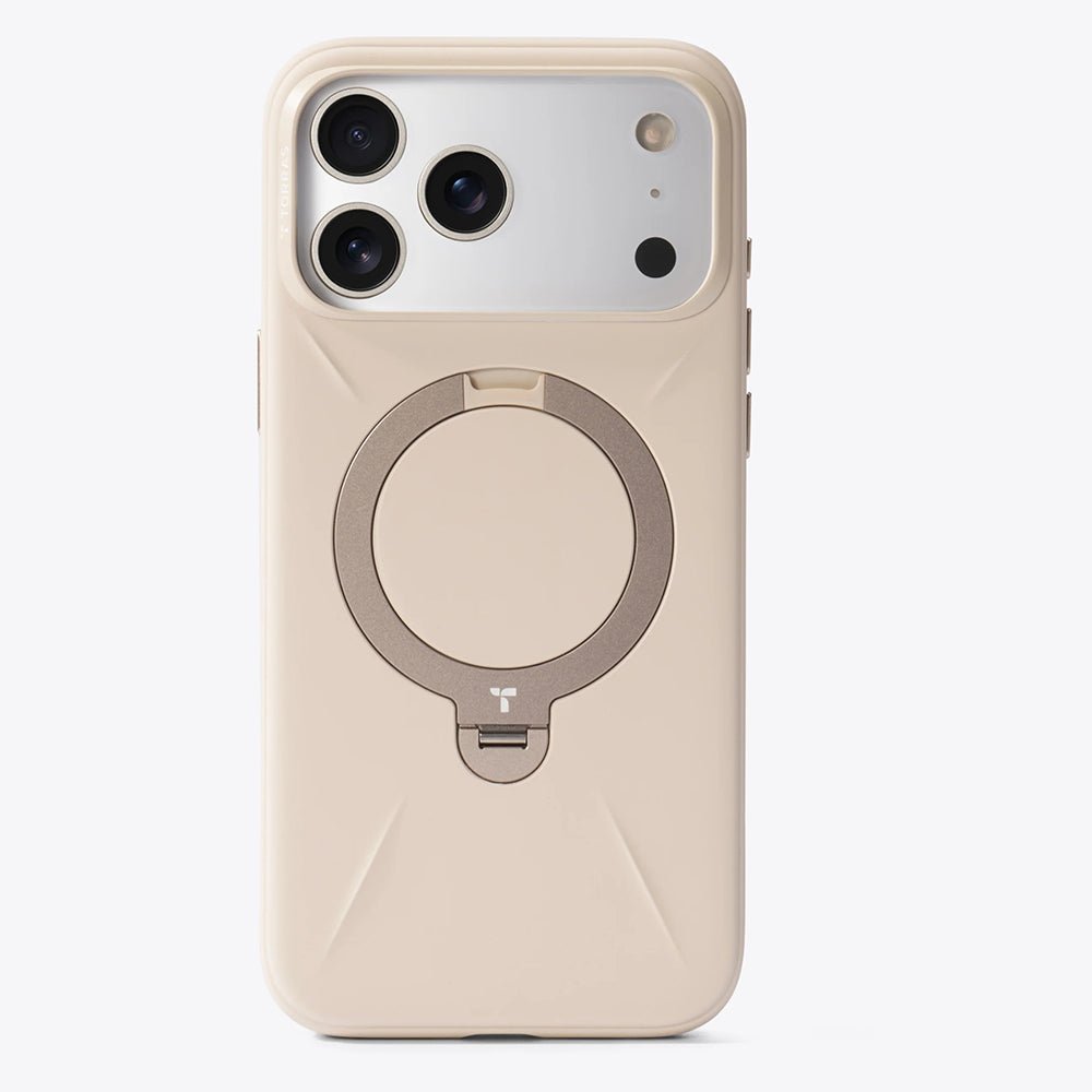 Torras iPhone 17 Pro - Θήκη Σιλικόνης με Περιστρεφόμενο Stand / MagSafe - QPRO Silicone Series - Dessert Gold