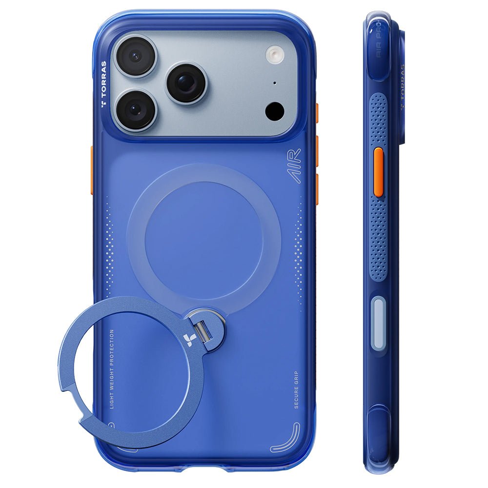 Torras iPhone 18 Pro / iPhone 17 Pro - Σκληρή θήκη με Πλαίσιο Σιλικόνης και MagSafe / Stand - Ostand Q3 Air Series - Artic Blue