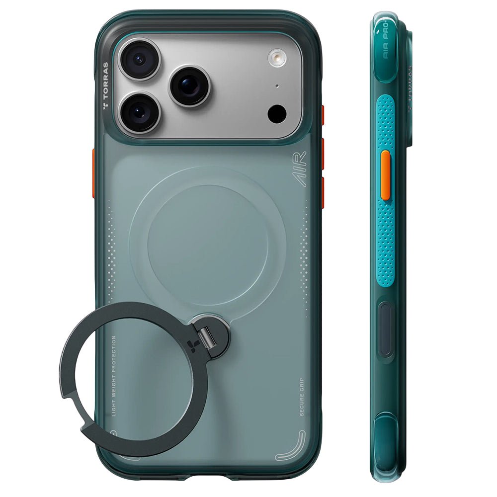 Torras iPhone 18 Pro Max / iPhone 17 Pro Max - Σκληρή θήκη με Πλαίσιο Σιλικόνης και MagSafe / Stand - Ostand Q3 Air Series - Glacier Sprint