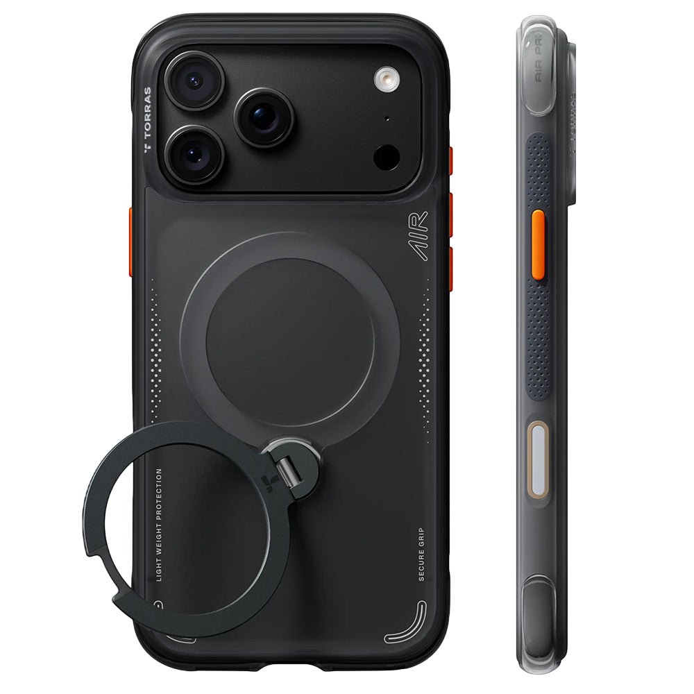 Torras iPhone 18 Pro Max / iPhone 17 Pro Max - Σκληρή θήκη με Πλαίσιο Σιλικόνης και MagSafe / Stand - Ostand Q3 Air Series - Shadow Black