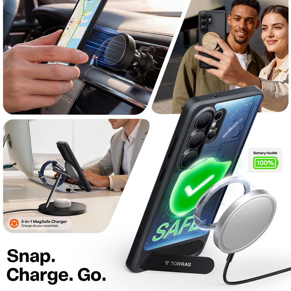 Torras Samsung Galaxy S26 Ultra - Σκληρή θήκη με MagSafe και Stand - Pstand - Black