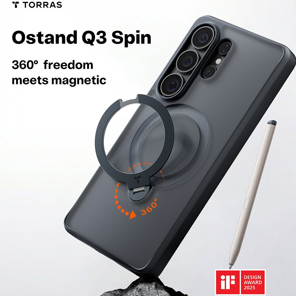 Torras Samsung Galaxy S26 Ultra - Σκληρή θήκη με Περιστρεφόμενο Stand / MagSafe - Ostand Spin Series - Clear