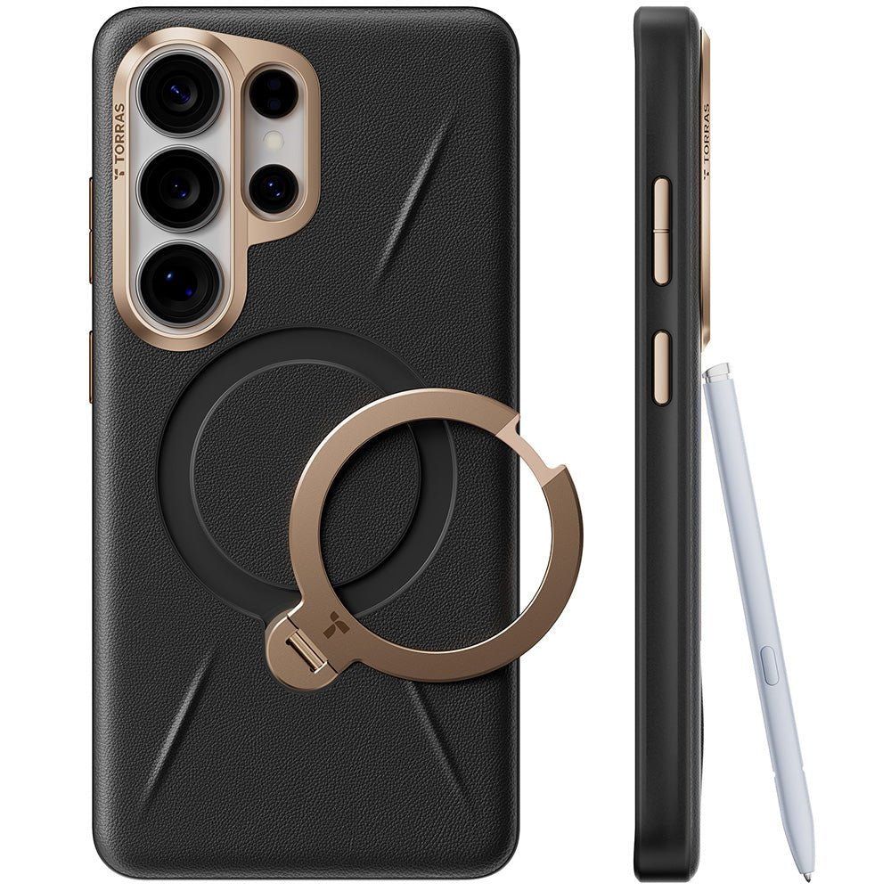 Torras Samsung Galaxy S26 Ultra - Σκληρή θήκη με Περιστρεφόμενο Stand / MagSafe - QPRO Leather Series - Black